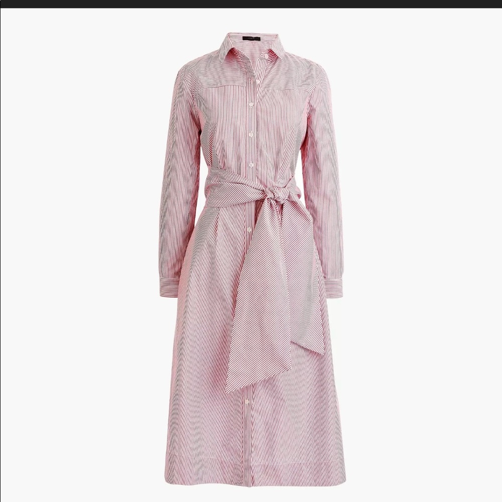 New J Crew RedWhite Stripe Tie Waist Shirt Dress Small S - Picture 5 of 13